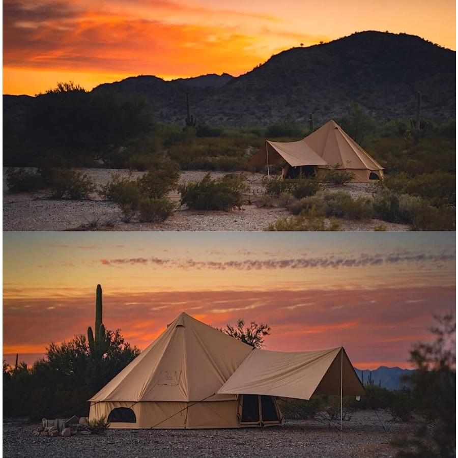 WHITEDUCK AWNING FOR CANVAS BELL TENT COMPLETE CANOPY WITH POLES FOR ALL SEASON CAMPING AND GLAMPING (BEIGE, 10') | WHITEDUCK | 02