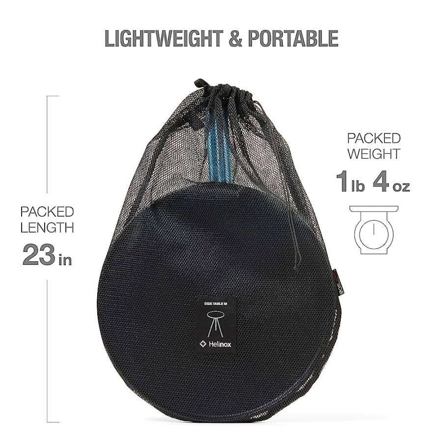 HELINOX PACKABLE SIDE TABLE FOR CAMPING, BACKPACKING, PICNICS, AND THE BEACH, MEDIUM - 14 INCH, BLACK | Helinox | 01