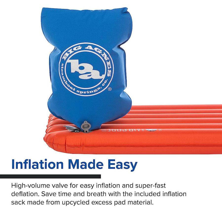 BIG AGNES INSULATED AIR CORE ULTRA SLEEPING PAD, ORANGE, 20X72 (REGULAR) | BIG AGNES | 02