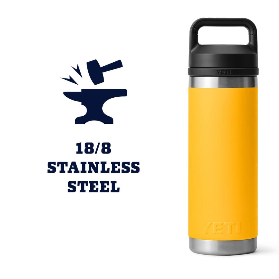 YETI Rambler 18オンス ボトル キャップ付き 真空断熱 ステンレス製、アルパインイエロー | YETI | 05