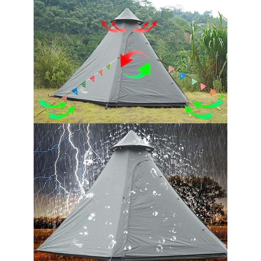 VIDALIDO 12'X10'X8'DOME CAMPING TENT 5-6 PERSON 4 SEASON DOUBLE LAYERS WATERPROOF ANTI-UV WINDPROOF TENTS FAMILY OUTDOOR CAMPING TENT (GREEN) | Vidalido | 01