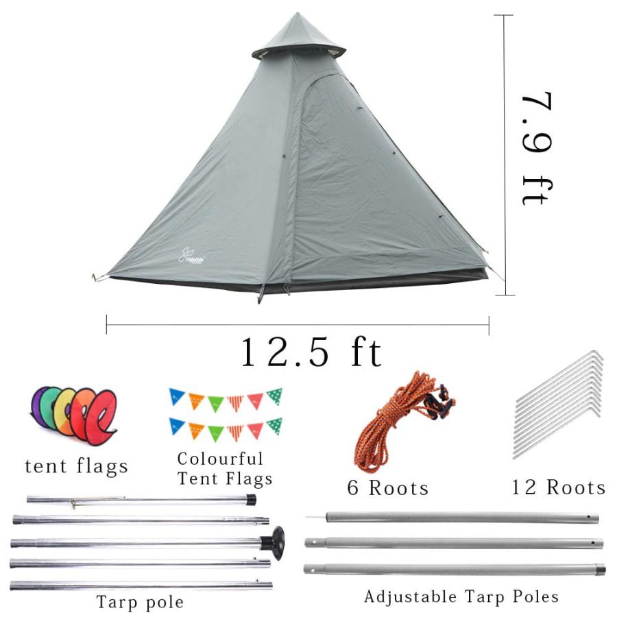 VIDALIDO 12'X10'X8'DOME CAMPING TENT 5-6 PERSON 4 SEASON DOUBLE LAYERS WATERPROOF ANTI-UV WINDPROOF TENTS FAMILY OUTDOOR CAMPING TENT (GREEN) | Vidalido | 03