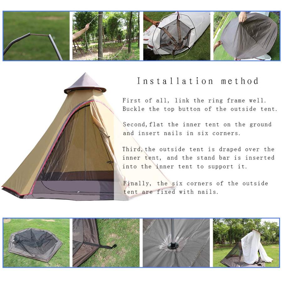 VIDALIDO 12'X10'X8'DOME CAMPING TENT 5-6 PERSON 4 SEASON DOUBLE LAYERS WATERPROOF WINDPROOF TENTS FAMILY OUTDOOR CAMPING TENT(YELLOW) | Vidalido | 06