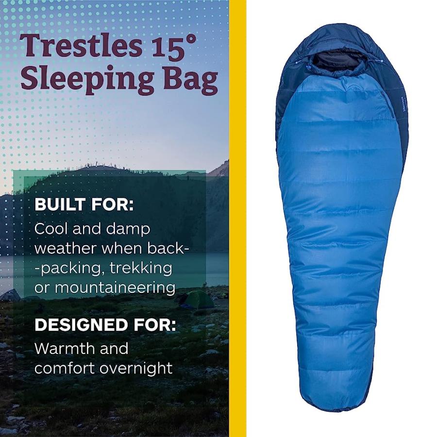 MARMOT MEN'S TRESTLES 15° SLEEPING BAG | INSULATED, WATER-RESISTANT, LEFT-ZIP, COBALT BLUE/BLUE NIGHT | Marmot | 01