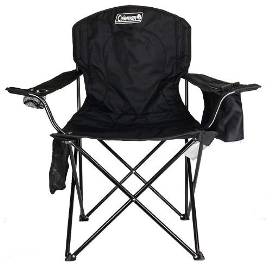 Coleman Camp Chair with 4-Can Cooler Folding Beach Chair with Built In Drinks Cooler Portable Quad Chair with Armrest Cooler for Tailgating, | Coleman