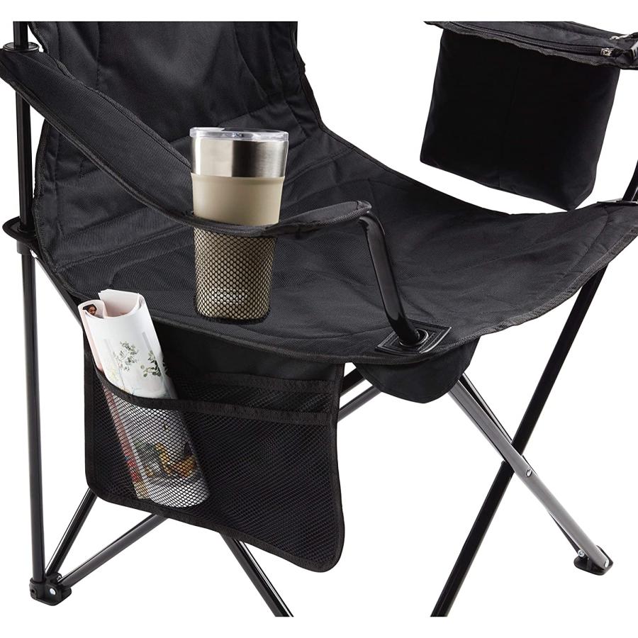Coleman Camp Chair with 4-Can Cooler Folding Beach Chair with Built In Drinks Cooler Portable Quad Chair with Armrest Cooler for Tailgating, | Coleman | 02