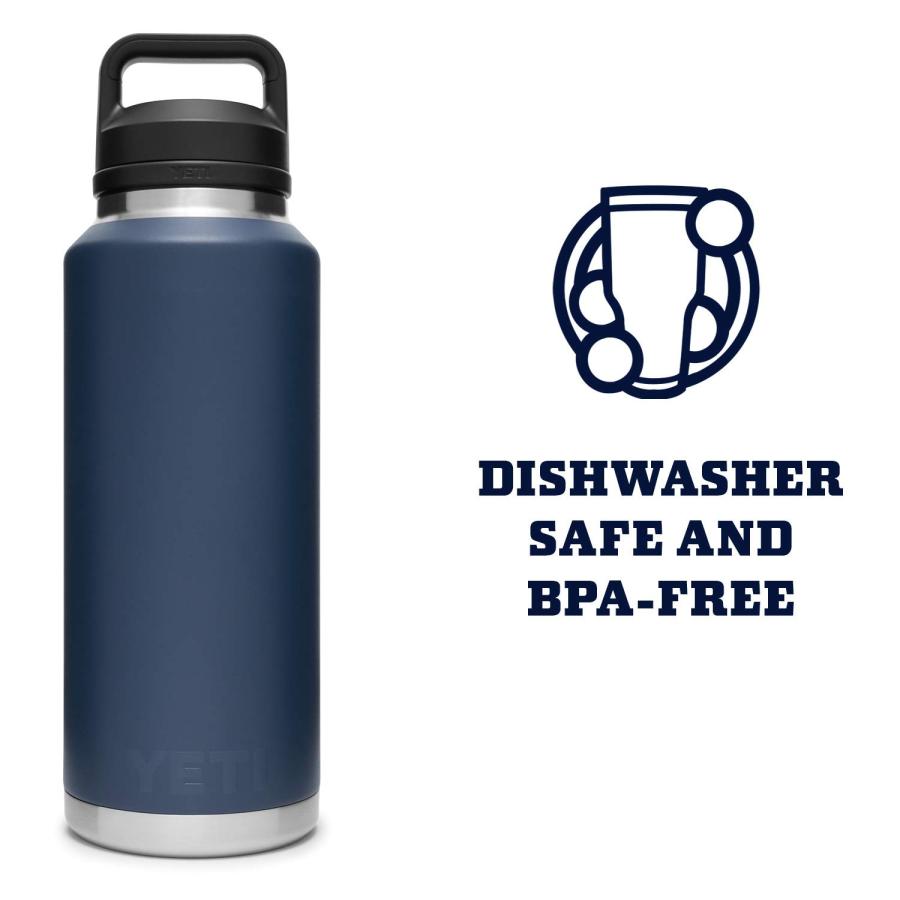 YETI Rambler 46オンス ボトル キャップ付き 真空断熱 ステンレス製、ネイビー | YETI | 05