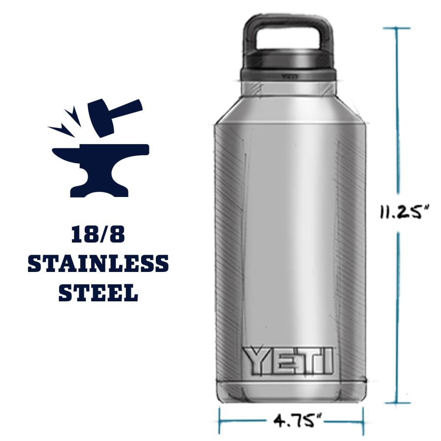 YETI Rambler 64オンス ボトル キャップ付き 真空断熱 ステンレス製、ネイビー | YETI | 03