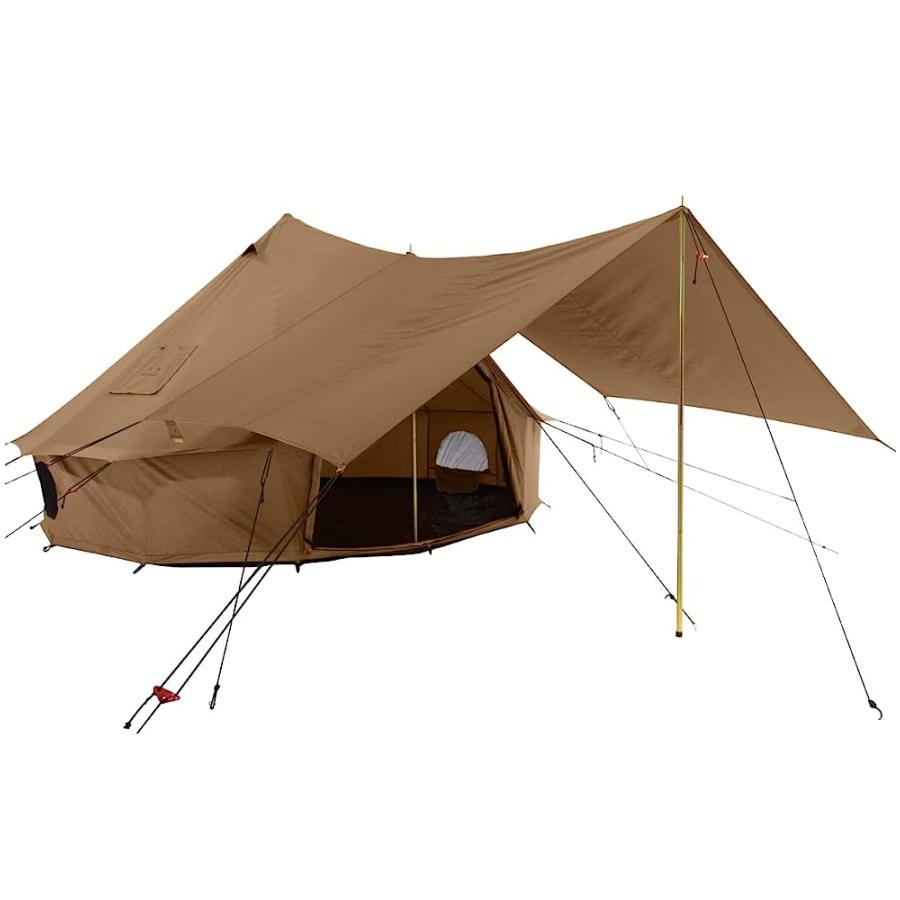 WHITEDUCK AWNING FOR CANVAS BELL TENT COMPLETE CANOPY WITH POLES FOR ALL SEASON CAMPING AND GLAMPING (BROWN, 4 X 2.5 M) | WHITEDUCK
