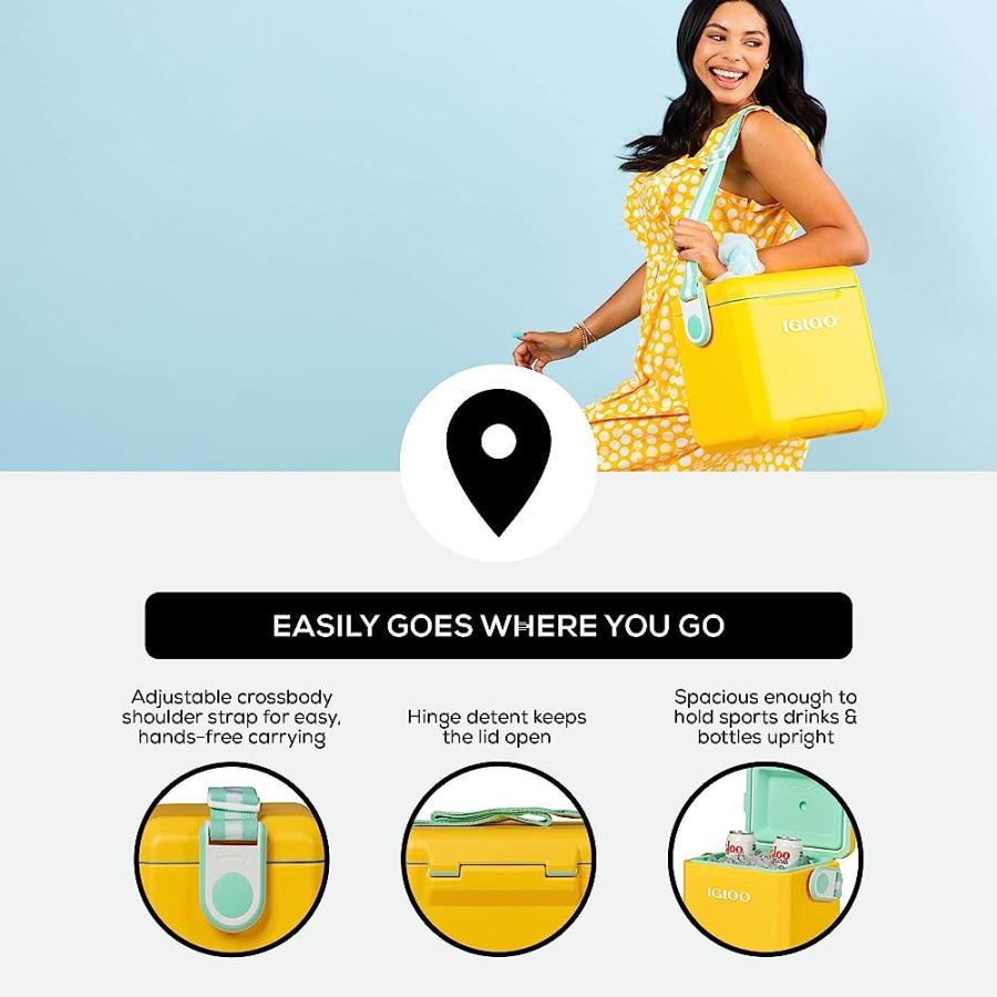 IGLOO YELLOW 11 QT TAG ALONG TOO STRAPPED PICNIC STYLE COOLER | igloo | 01