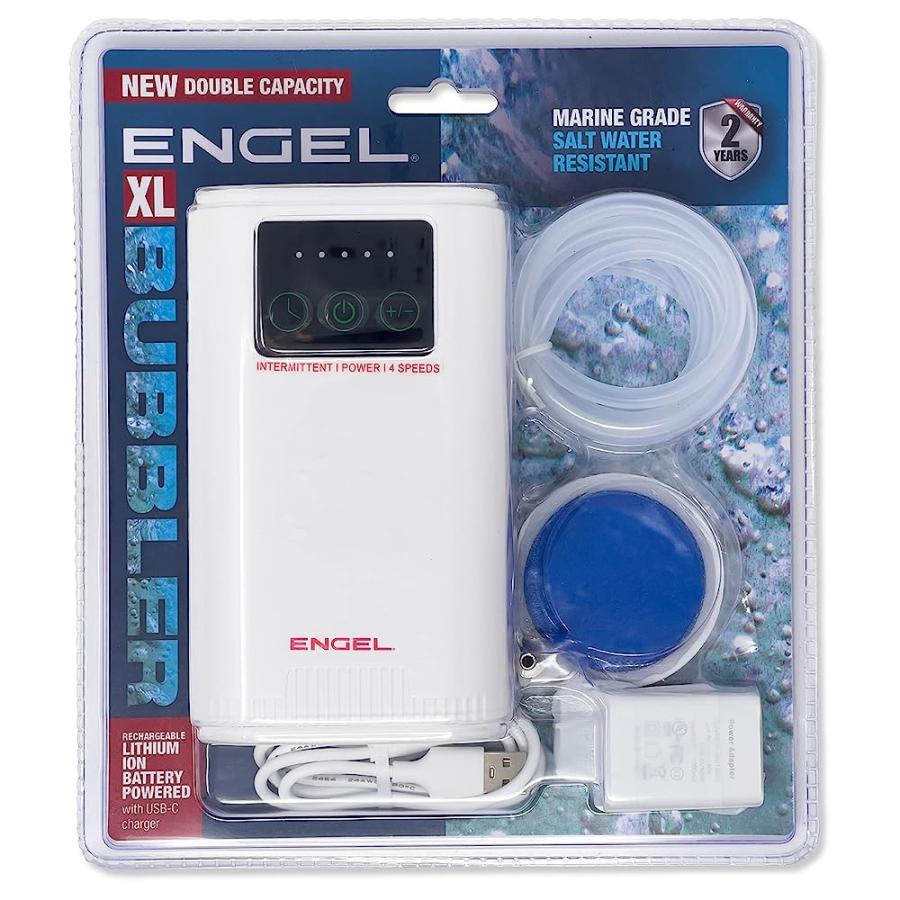 ENGEL EXTRA-LARGE ULTRA QUIET LITHIUM-ION USB RECHARGEABLE LIVE BAIT AERATOR PUMP & BUBBLER WITH UNIVERSAL CLIP FITS MOST BAIT BUCKETS (WHITE) |  | 02