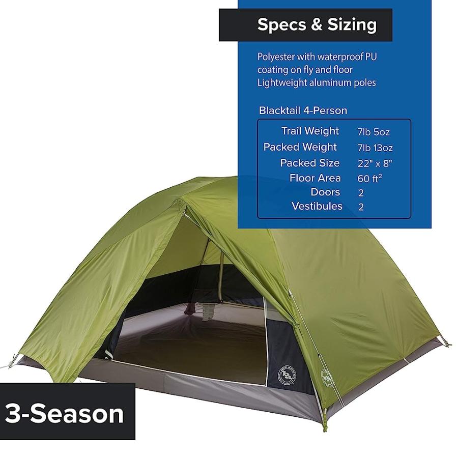 BIG AGNES BLACKTAIL BACKPACKING & CAMPING TENT, 4 PERSON | BIG AGNES | 03