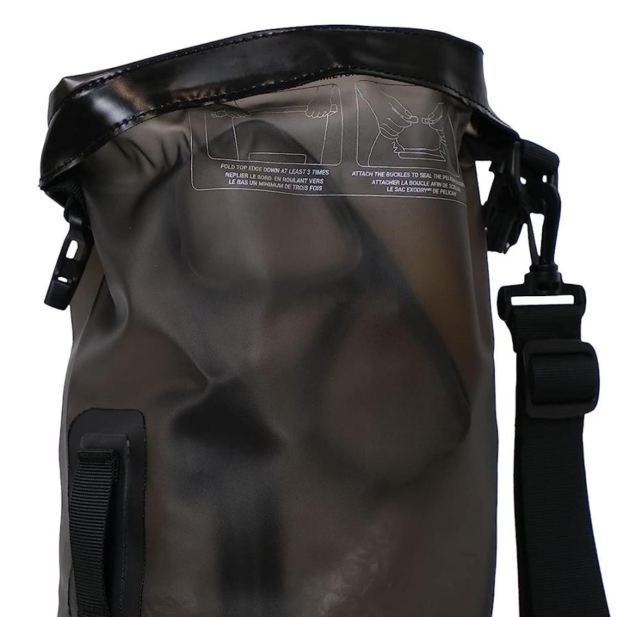PELICAN EXODRY 10L SMALL DRYBAG BLACK WATERPROOF SHOULDER STRAP THICK & LIGHTWEIGHT ROLL TOP DRY COMPRESSION KEEPS GEAR DRY FOR KAYAKING, BEACH, | PELICAN PRODUCTS | 02