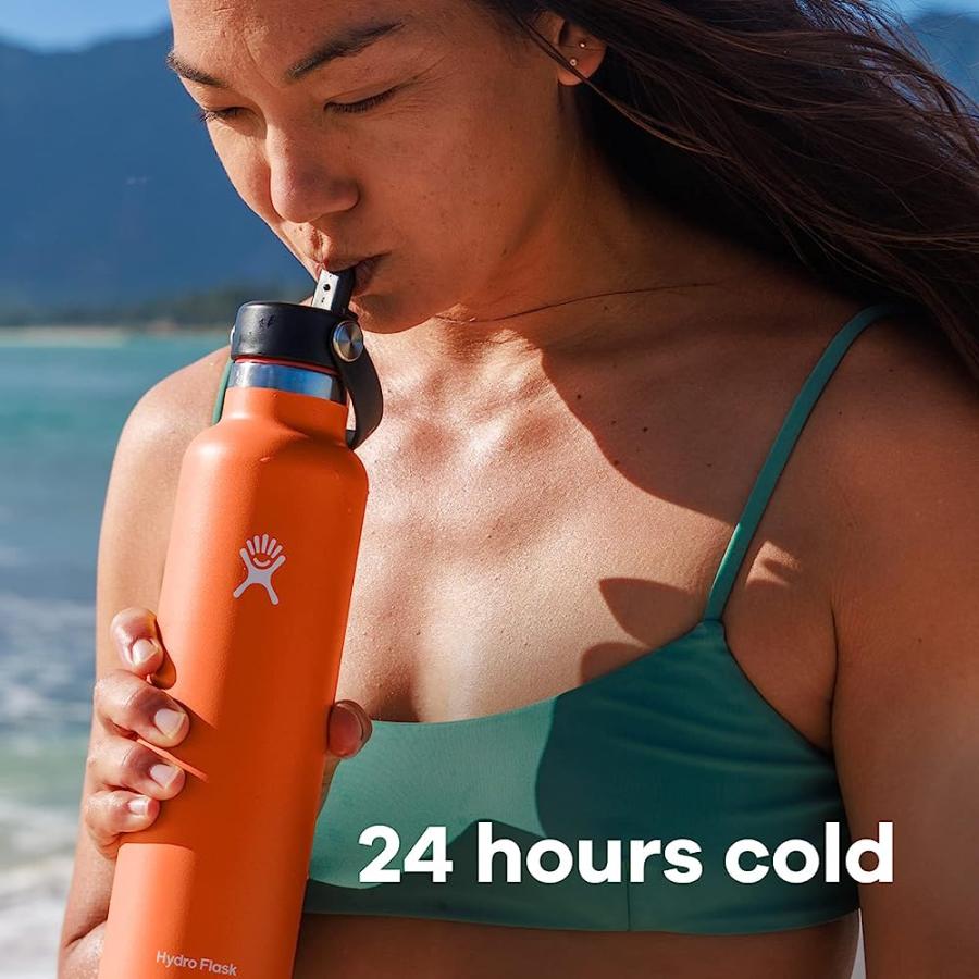 HYDRO FLASK 24 OZ STANDARD MOUTH WITH FLEX STRAW CAP STAINLESS STEEL REUSABLE WATER BOTTLE MESA -VACUUM INSULATED, DISHWASHER SAFE, BPA-FREE, NON | HYDRO FLASK | 05
