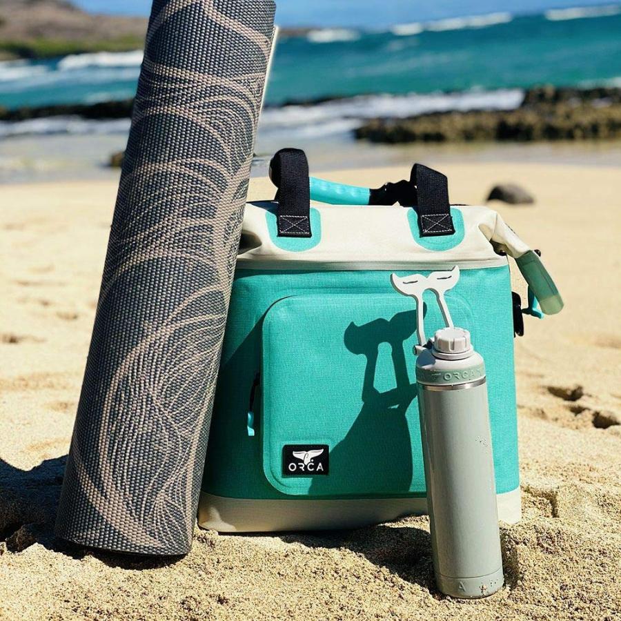 ORCA HYDRA 22 OZ. 18/8 STAINLESS STEEL INSULATED WATER BOTTLE, SCREW TOP SPORTS BOTTLE, POWDER COATED, WITH SILICONE GRIP WHALE TALE HANDLE, TOP | LES CREATIONS | 05