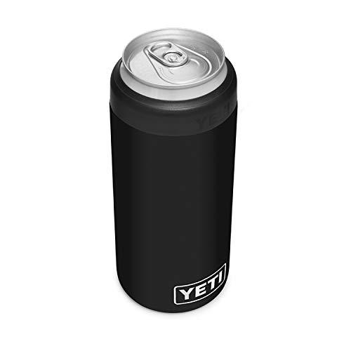 YETI Rambler 12オンス コルスター スリム缶クーラー:YETI 真空断熱 ステンレス製、ブラック | YETI