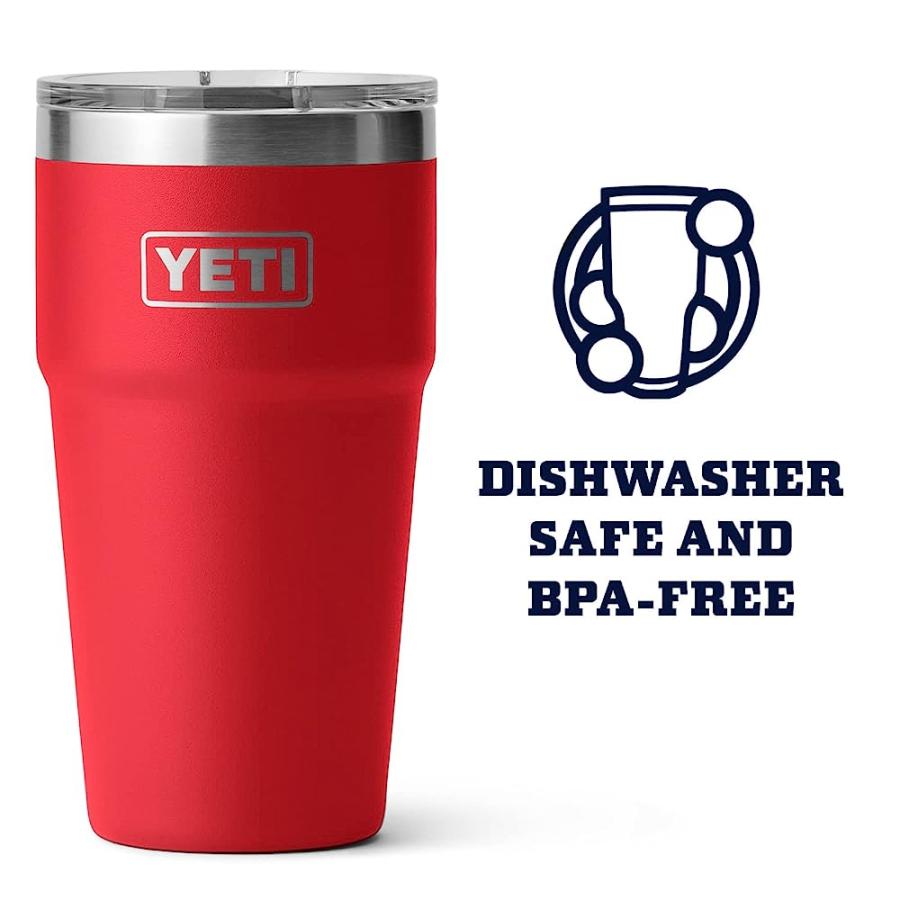 YETI RAMBLER 16 OZ STACKABLE PINT, VACUUM INSULATED, STAINLESS STEEL WITH MAGSLIDER LID, RESCUE RED | YETI | 04