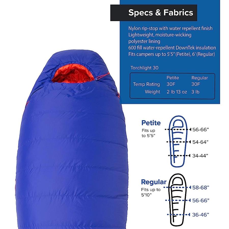 BIG AGNES WOMEN'S TORCHLIGHT (600 DOWNTEK) SLEEPING BAG, 30 DEGREE, PETITE | BIG AGNES | 03