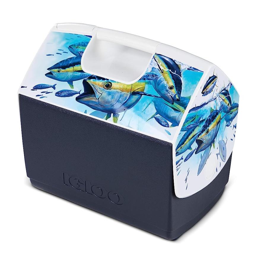 IGLOO 16 QUART LIMITED EDITION MARINE YELLOW FIN PORTABLE LUNCHBOX PLAYMATE ELITE COOLER ICE BOX, YELLOW FIN FOAMER, LARGE (48856) | igloo