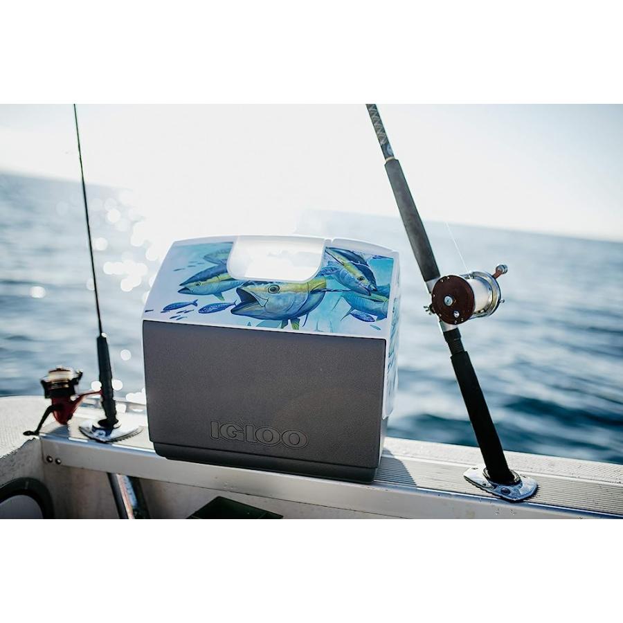 IGLOO 16 QUART LIMITED EDITION MARINE YELLOW FIN PORTABLE LUNCHBOX PLAYMATE ELITE COOLER ICE BOX, YELLOW FIN FOAMER, LARGE (48856) | igloo | 02