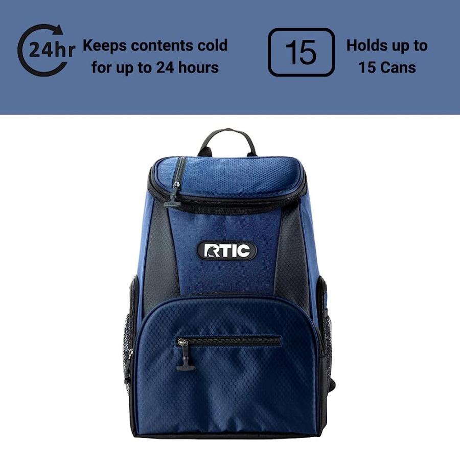 RTIC LIGHTWEIGHT BACKPACK COOLER, NAVY & BLACK, 15 CAN, PORTABLE INSULATED BAG, FOR MEN & WOMEN, GREAT FOR DAY TRIPS, PICNICS, |  | 02