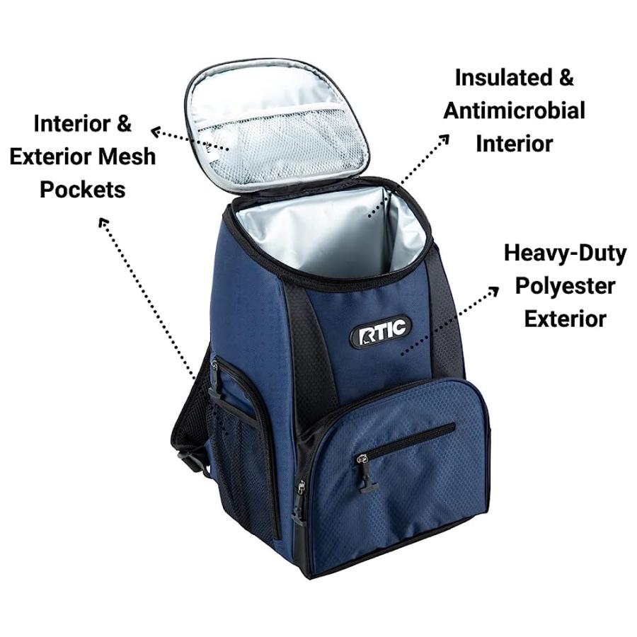 RTIC LIGHTWEIGHT BACKPACK COOLER, NAVY & BLACK, 15 CAN, PORTABLE INSULATED BAG, FOR MEN & WOMEN, GREAT FOR DAY TRIPS, PICNICS, |  | 03