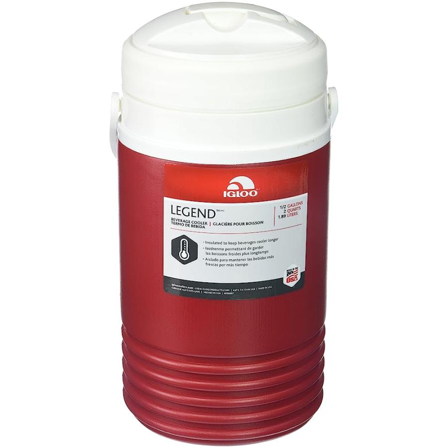 IGLOO LEGEND BEVERAGE COOLER, RED, 1/2 (0.5) GALLON | LES CREATIONS