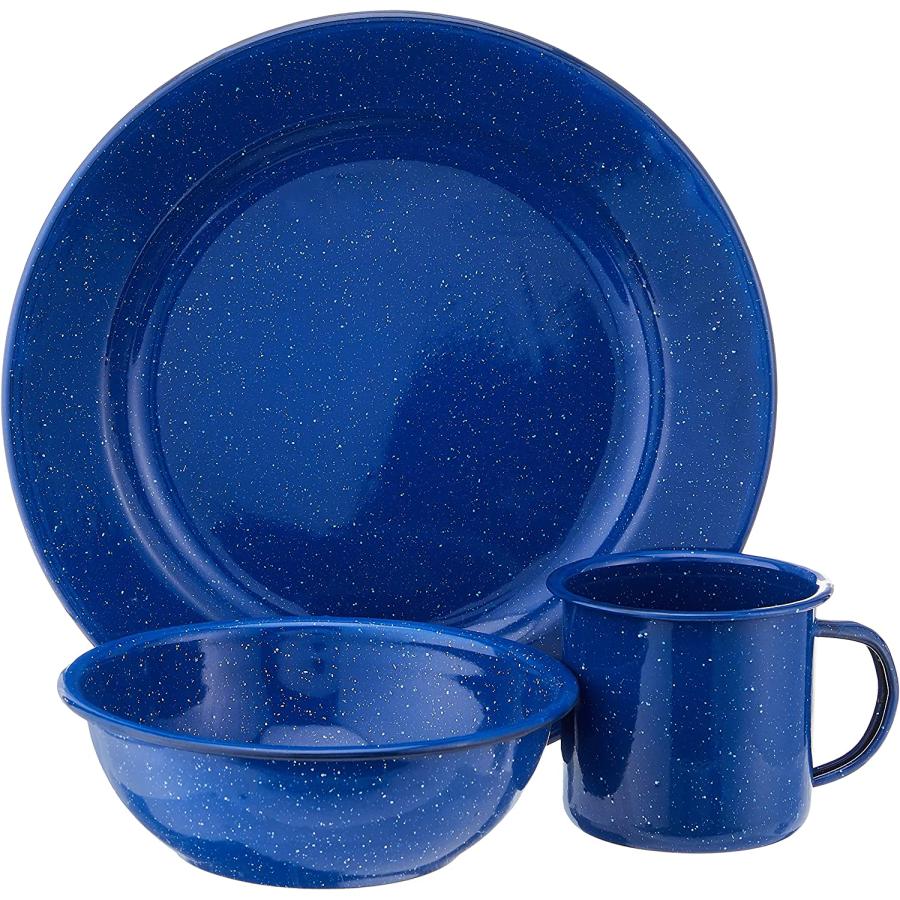 Coleman 12-Piece Enamel Dinnerware Set, Blue | Coleman | 01
