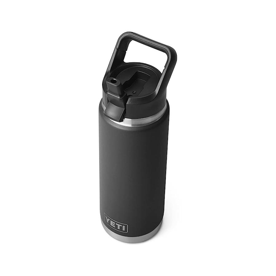 YETI RAMBLER 26 OZ BOTTLE, VACUUM INSULATED, STAINLESS STEEL WITH STRAW CAP, BLACK | YETI