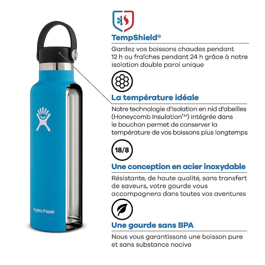 HYDRO FLASK 18 OZ. WATER BOTTLE - STAINLESS STEEL, REUSABLE, VACUUM INSULATED WITH STANDARD MOUTH FLEX LID | HYDRO FLASK | 01