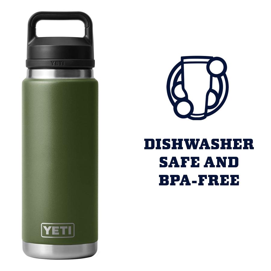 YETI Rambler 26オンス ボトル キャップ付き 真空断熱 ステンレス製、ハイランズオリーブ | YETI | 04