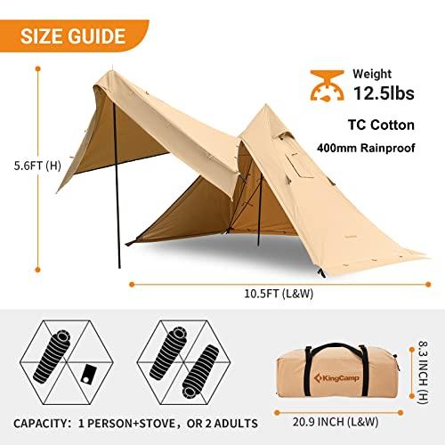 KINGCAMP HOT TENT WITH STOVE JACK, WINTER COTTON HOT TEEPEE TENT WITH SNOW SKIRT, SET-UP RAINFLY, FOR GLAMPING, CAMPING, HIKING, WIND-PROOFM, RAI | KingCamp | 01