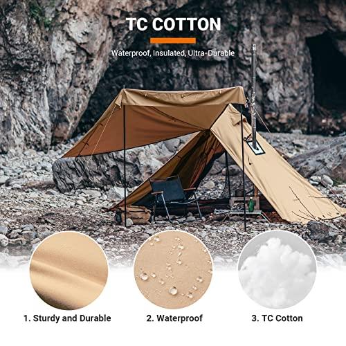 KINGCAMP HOT TENT WITH STOVE JACK, WINTER COTTON HOT TEEPEE TENT WITH SNOW SKIRT, SET-UP RAINFLY, FOR GLAMPING, CAMPING, HIKING, WIND-PROOFM, RAI | KingCamp | 04