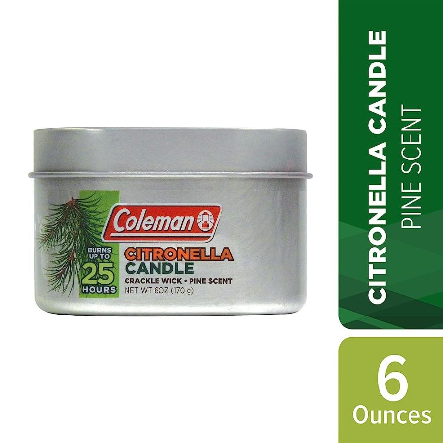 COLEMAN PINE SCENTED CITRONELLA CANDLE WITH WOODEN CRACKLE WICK - 6 OZ TIN | Coleman | 01