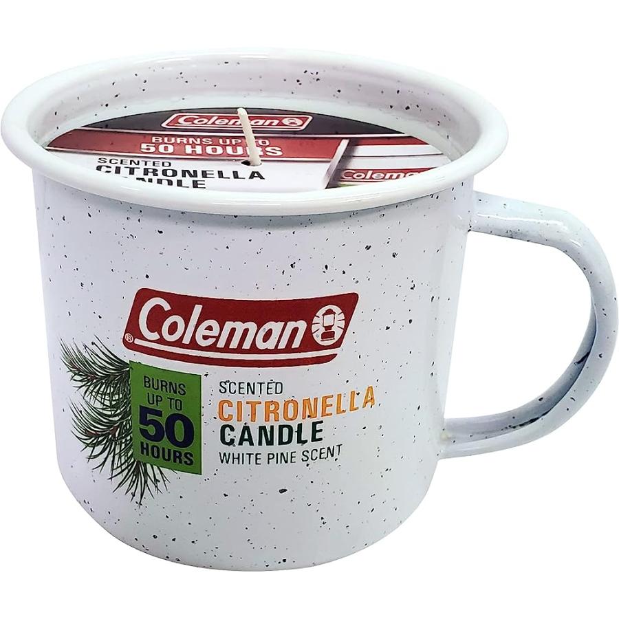 COLEMAN REPELLENTS TIN MUG OUTDOOR CITRONELLA CANDLE | RUSTIC OUTDOOR CAMPING CANDLE WITH WHITE PINE SCENT, WHITE | Coleman | 01