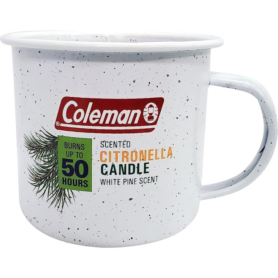 COLEMAN REPELLENTS TIN MUG OUTDOOR CITRONELLA CANDLE | RUSTIC OUTDOOR CAMPING CANDLE WITH WHITE PINE SCENT, WHITE | Coleman | 02