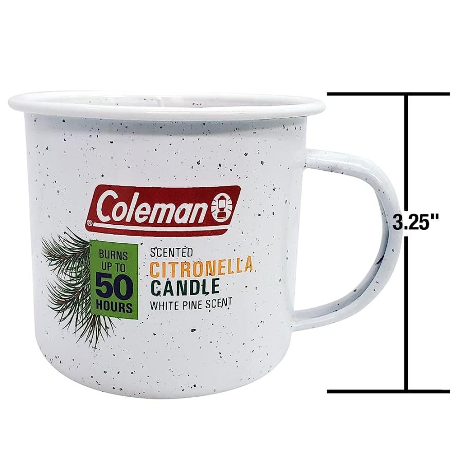 COLEMAN REPELLENTS TIN MUG OUTDOOR CITRONELLA CANDLE | RUSTIC OUTDOOR CAMPING CANDLE WITH WHITE PINE SCENT, WHITE | Coleman | 03