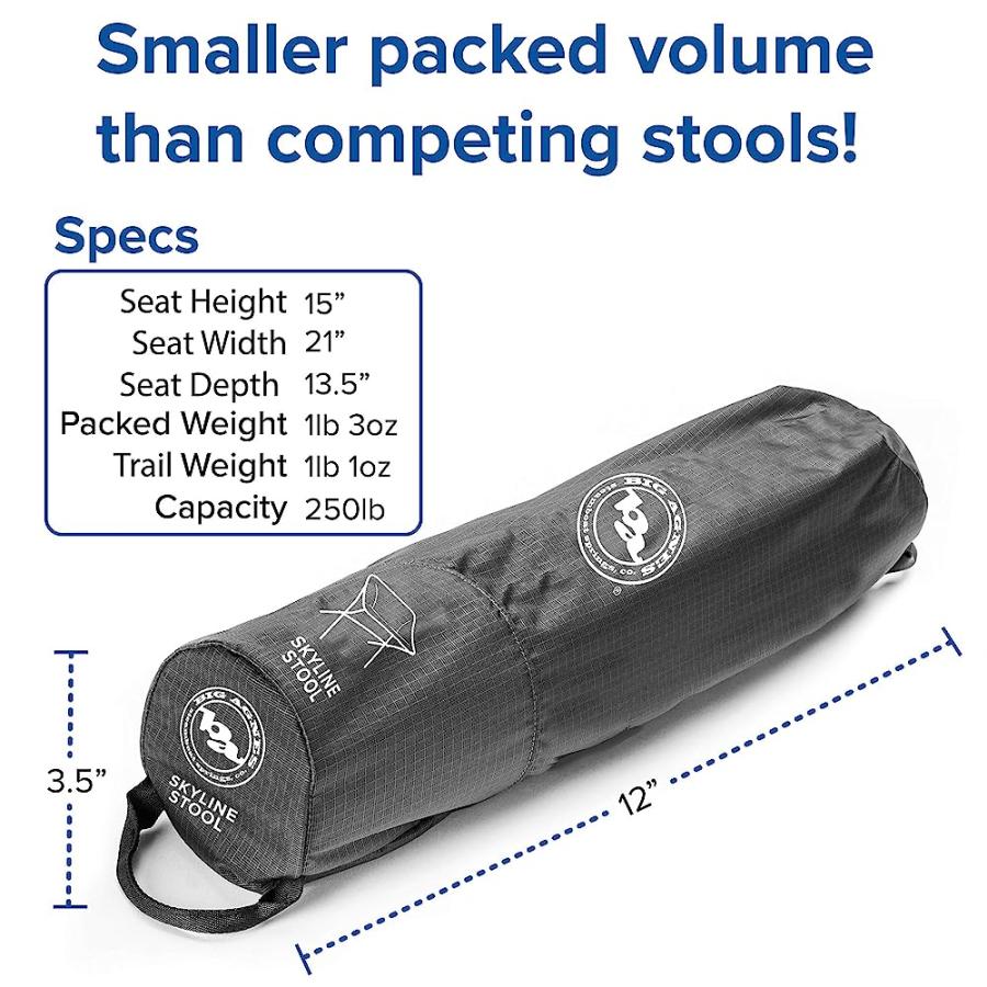 BIG AGNES SKYLINE UL ULTRALIGHT BACKPACKING FURNITURE, STOOL (BLACK) | BIG AGNES | 04