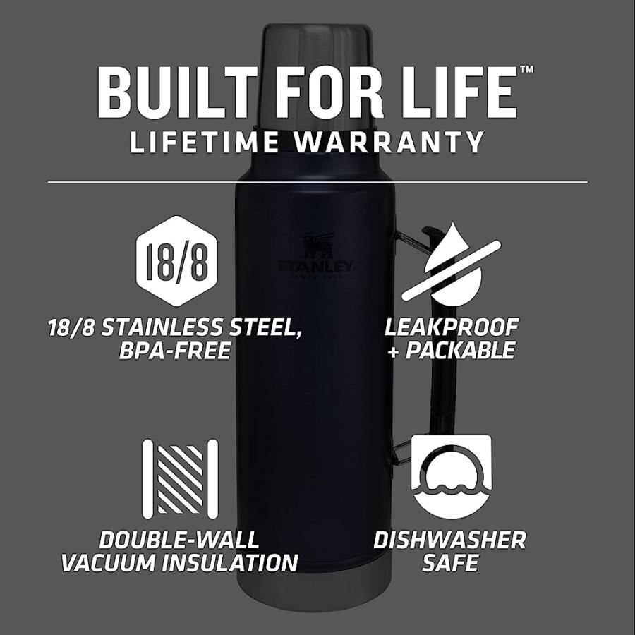 STANLEY CLASSIC VACUUMINSULATEDWIDE MOUTHBOTTLE, NIGHTFALL- BPA-FREE 18/8 STAINLESS STEELTHERMOSFOR COLD & HOTBEVERAGESKEEPS LIQUID HOT OR COLD F | STANLEY | 03
