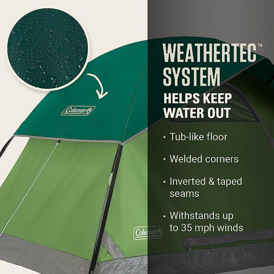 COLEMAN SUNDOME CAMPING TENT, 2/3/4/6 PERSON DOME TENT WITH EASY SETUP, INCLUDED RAINFLY AND WEATHERTEC FLOOR TO BLOCK OUT WATER, 2 WINDOWS AND 1 | Coleman | 01