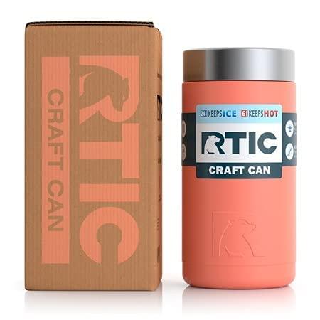 RTIC CRAFT CAN COOLER INSULATED, BEER, BEVERAGE, BOTTLE, SODA CAN COOLER WITH LID, STAINLESS STEEL METAL, DOUBLE WALL INSULATION COOZIE FOR CANS, |  | 02