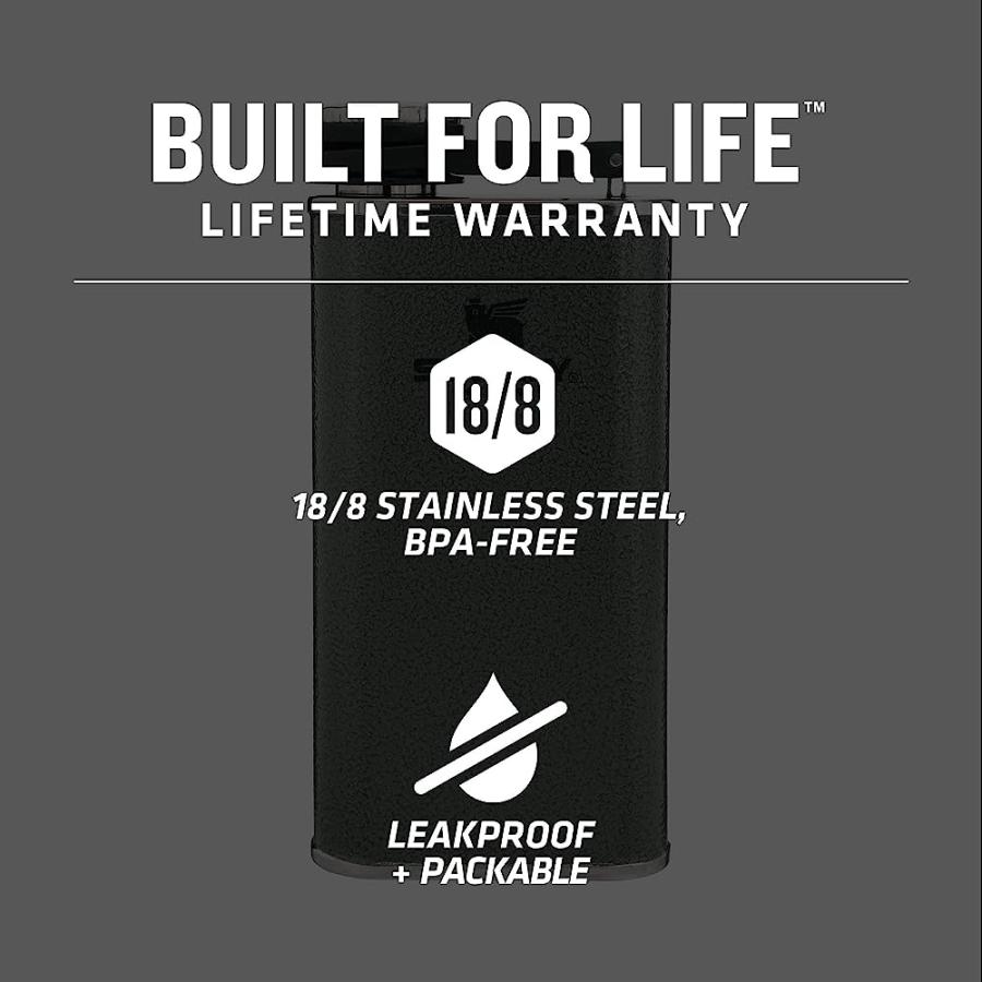 STANLEY CLASSIC FLASK 8OZ WITH NEVER-LOSE CAP, WIDE MOUTH STAINLESS STEEL HIP FLASK FOR EASY FILLING & POURING, INSULATED BPA-FREE LEAK-PROOF FLA | STANLEY | 01