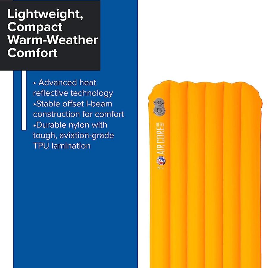 BIG AGNES AIR CORE ULTRA SLEEPING PAD, UNINSULATED, 25X72 (WIDE REGULAR) | BIG AGNES | 01