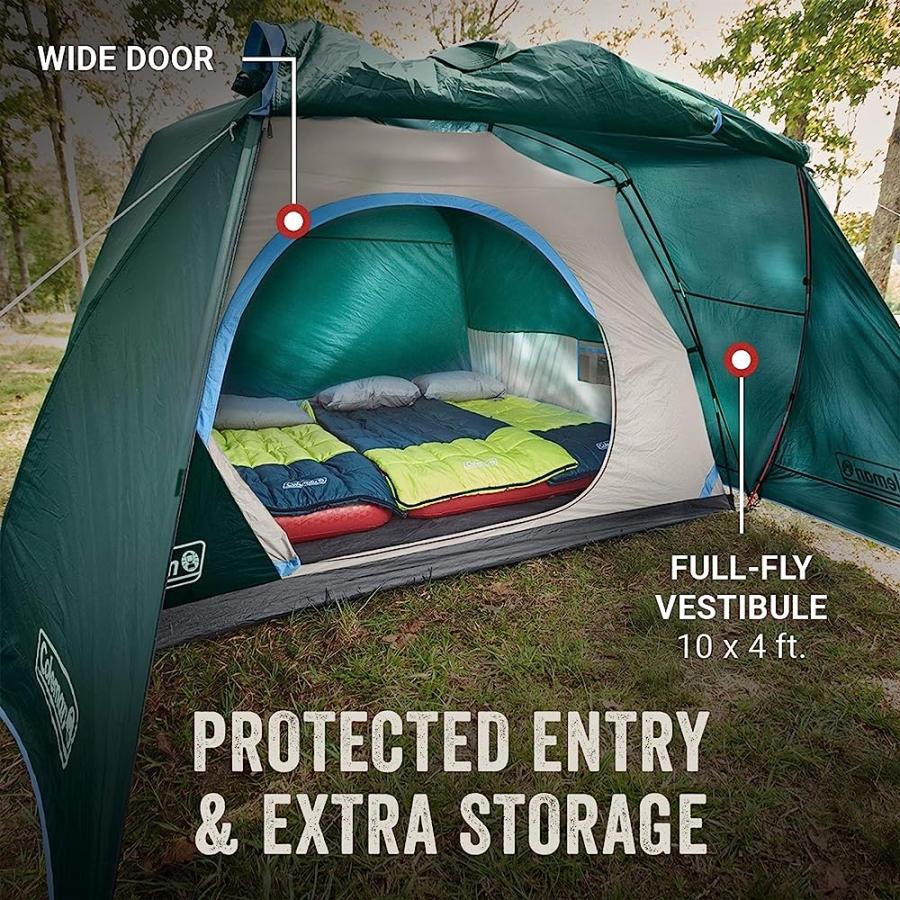 COLEMAN SKYDOME CAMPING TENT WITH FULL-FLY WEATHER VESTIBULE, 2/4/6 PERSON, EVERGREEN | Coleman | 02