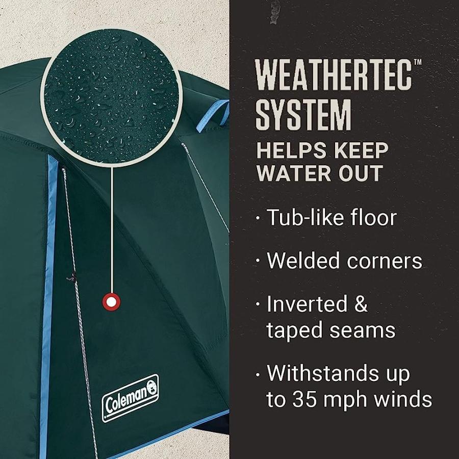 COLEMAN SKYDOME CAMPING TENT WITH FULL-FLY WEATHER VESTIBULE, 2/4/6 PERSON, EVERGREEN | Coleman | 03