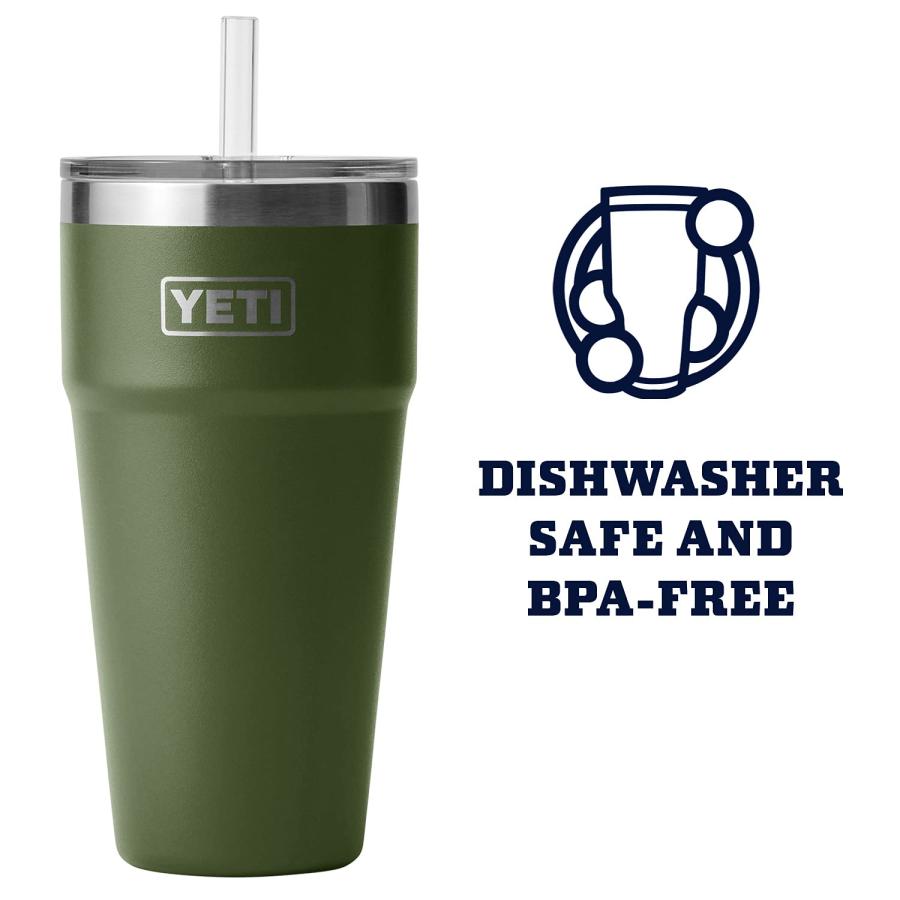YETI Rambler 26オンス ストローカップ ストロー蓋付き 真空断熱 ステンレス製、ハイランズオリーブ | YETI | 02