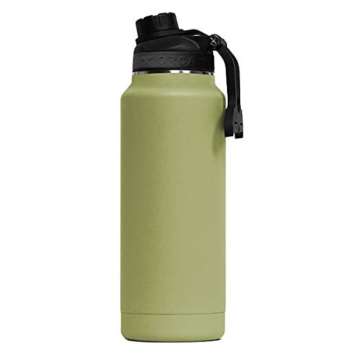 ORCA HYDRA 34 OZ. 18/8 STAINLESS STEEL INSULATED WATER BOTTLE, SCREW TOP SPORTS BOTTLE, POWDER COATED, WITH SILICONE GRIP WHALE TALE HANDLE, TOP | LES CREATIONS | 02