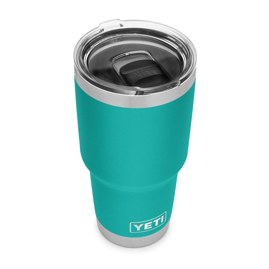 YETI Rambler 30オンス タンブラー マグスライダー蓋付き 真空断熱 ステンレス製、アクアファーブルー | YETI
