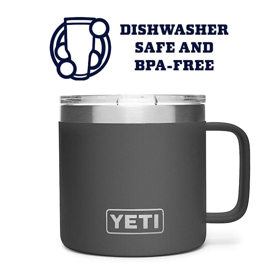 YETI RAMBLER 14 OZ MUG, STAINLESS STEEL, VACUUM INSULATED WITH STANDARD LID, CHARCOAL | YETI | 03