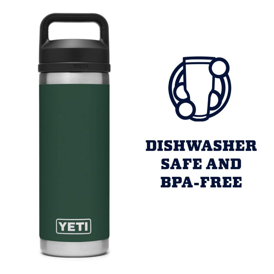 YETI Rambler 18オンス ボトル キャップ付き 真空断熱 ステンレス製、ノースウッズグリーン | YETI | 04